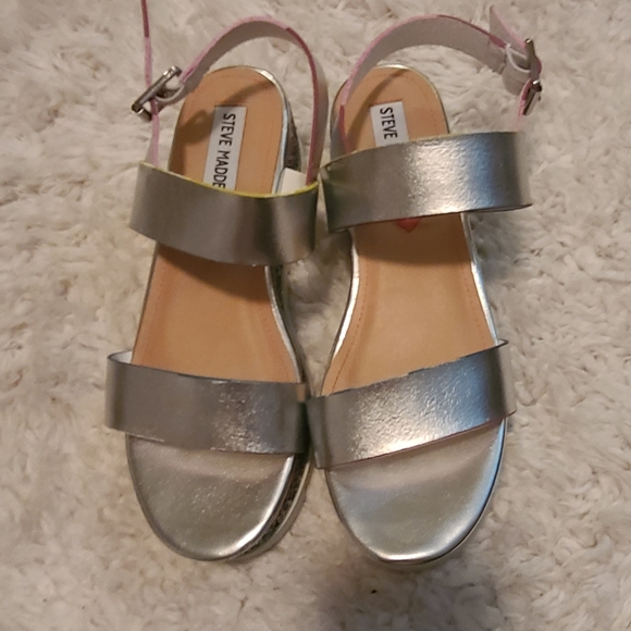Steve Madden Girls Glitter Platform Sandals Kennie - Picture 1 of 6